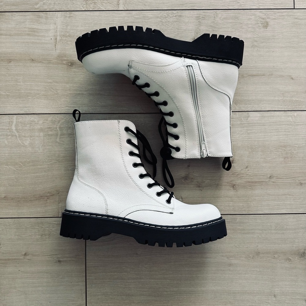 White Combat Boots
